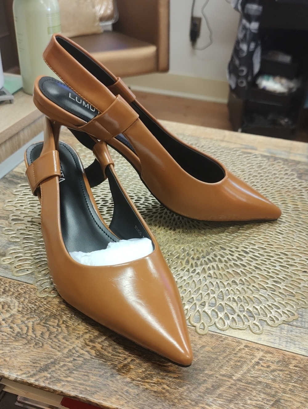 Lumucca Women's Pointed Slingback Pumps in 🐪 Color